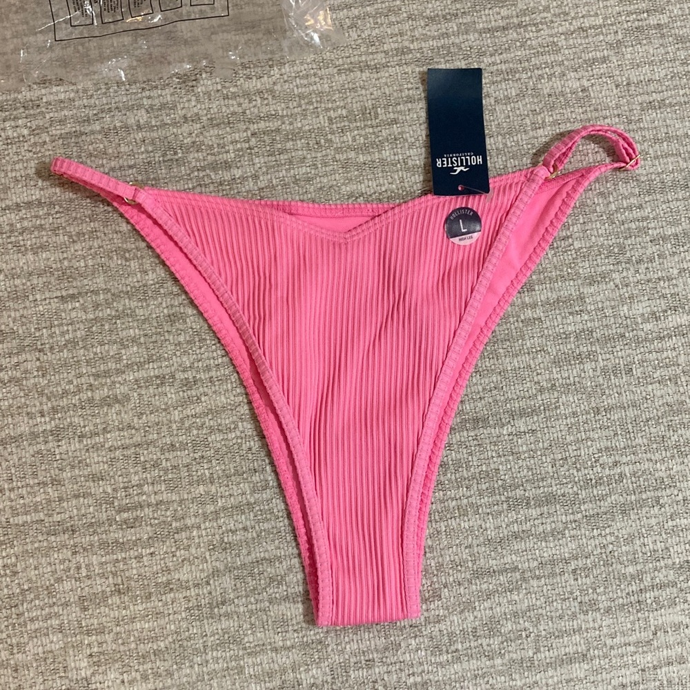 Hollister Vibrant Pink Ribbed Bikini Bottom L